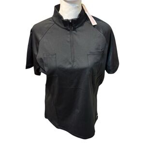 Medical Scrub Top Small Black Half-Zip top. 87% poly & 13% spandex. New